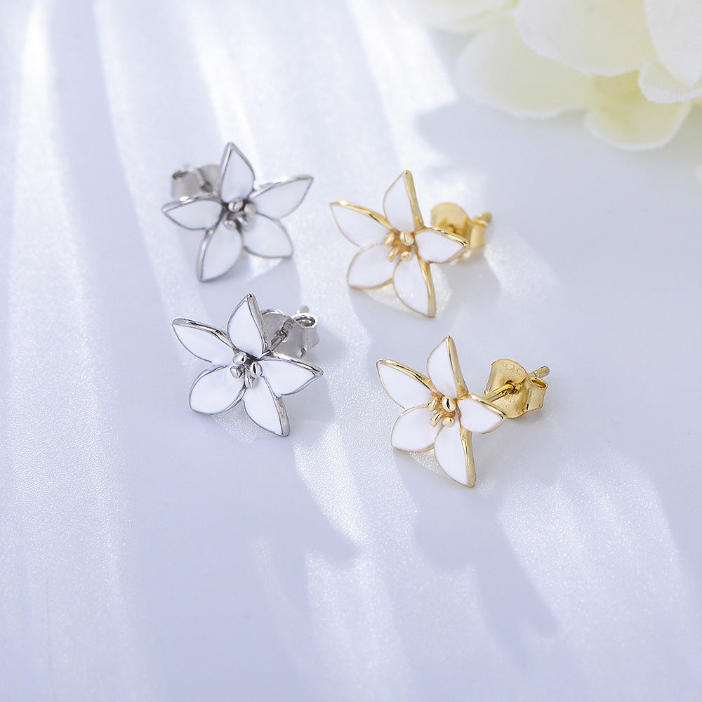 Retro Flowers Silver Studs Earrings for Women