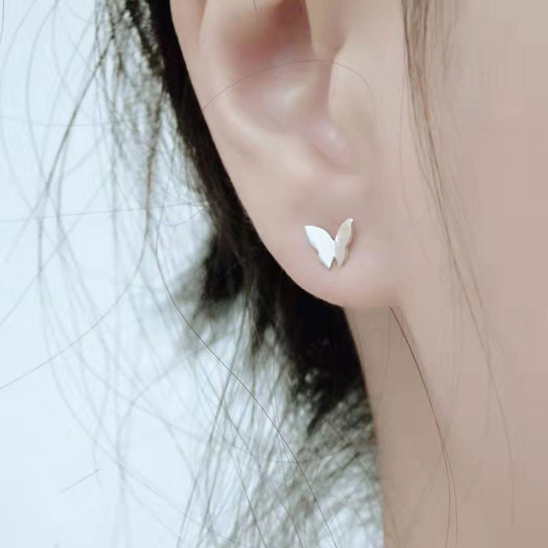 Mini Butterfly Silver Studs Earrings for Women