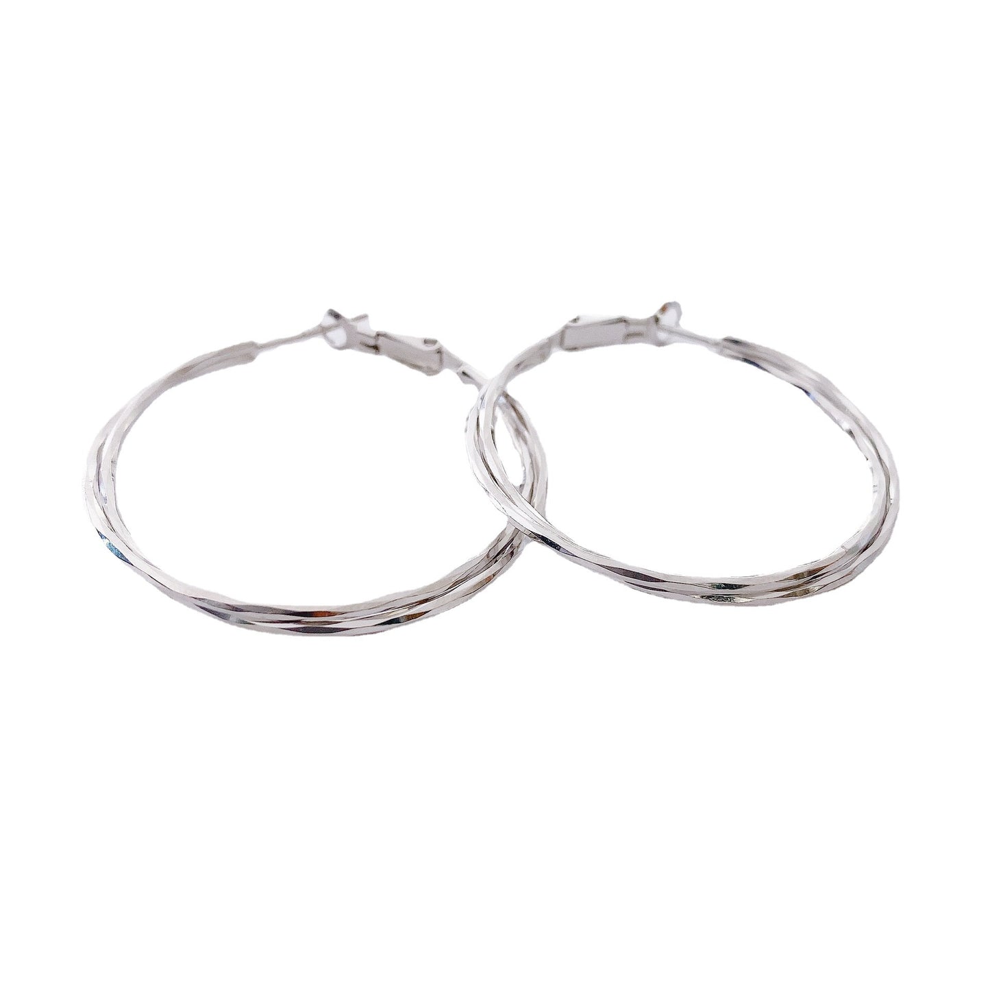 Interweave Circle Big Silver Hoop Earrings for Women