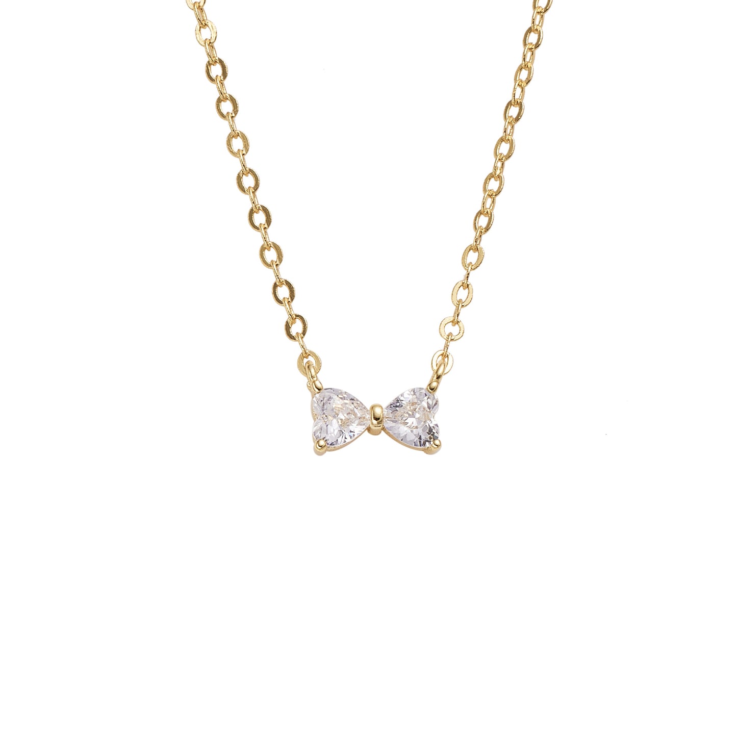 Mini Zircon Bow Pendant Silver Necklace for Women