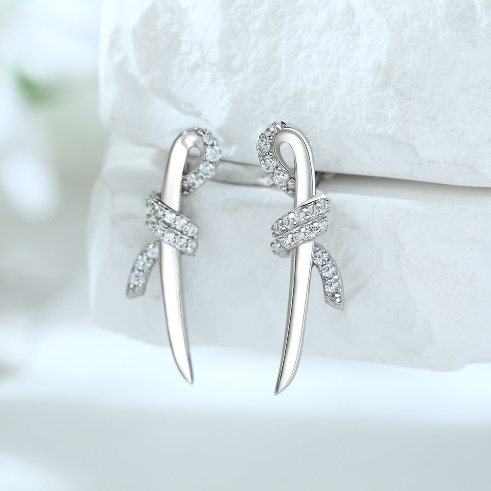 Zircon Knot Silver Studs Earrings for Women