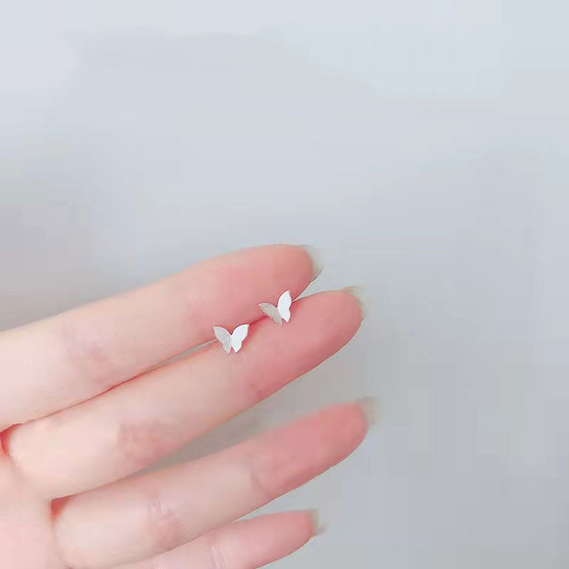 Mini Butterfly Silver Studs Earrings for Women