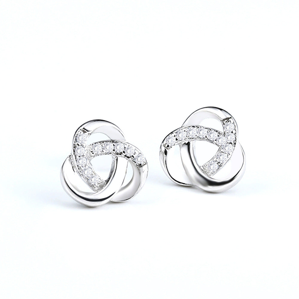 Zircon Clover Silver Studs Earrings for Women