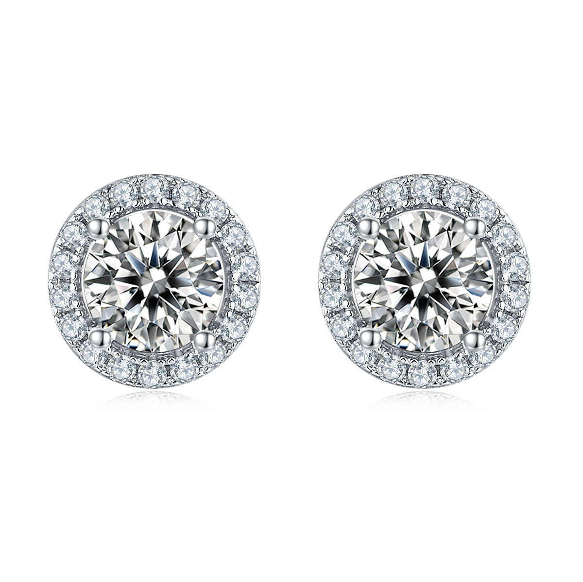 Moissanite Soleste Round Halo Earrings for Women