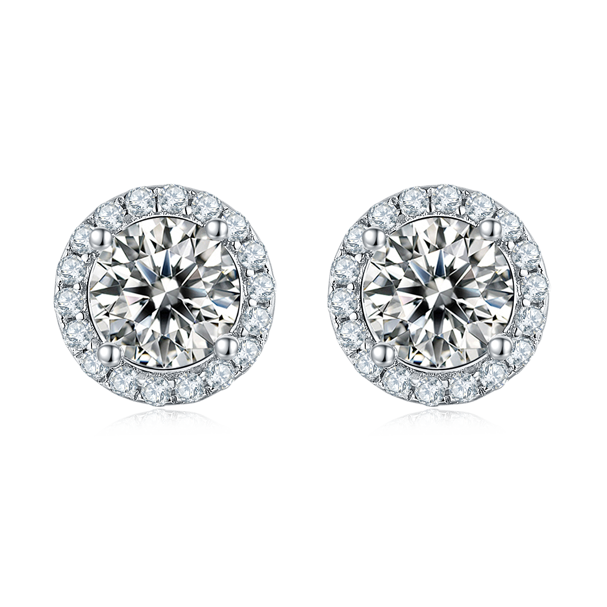 0.5Carat Round Moissanite Soleste Halo Earrings