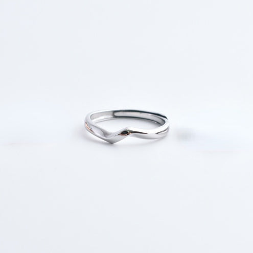 Ribbon Design Silver Couple Ring