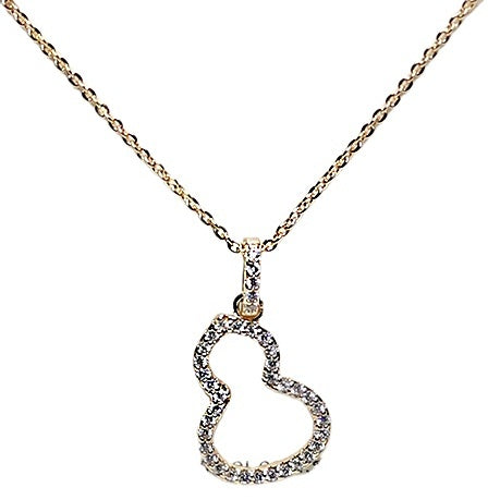 Zircon Small Gourd Pendant Silver Necklace for Women