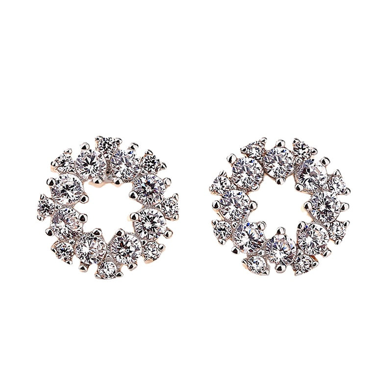 Zircon Round Silver Studs Earrings for Women