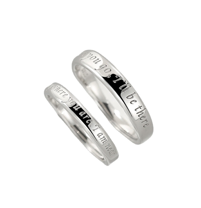 Letter Silver Couple Ring for Women