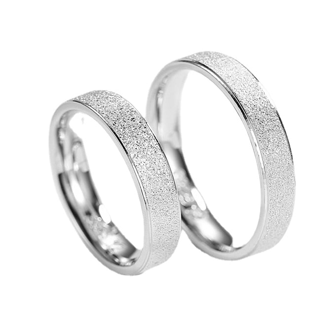 Frosted Silver Couple Ring for Women