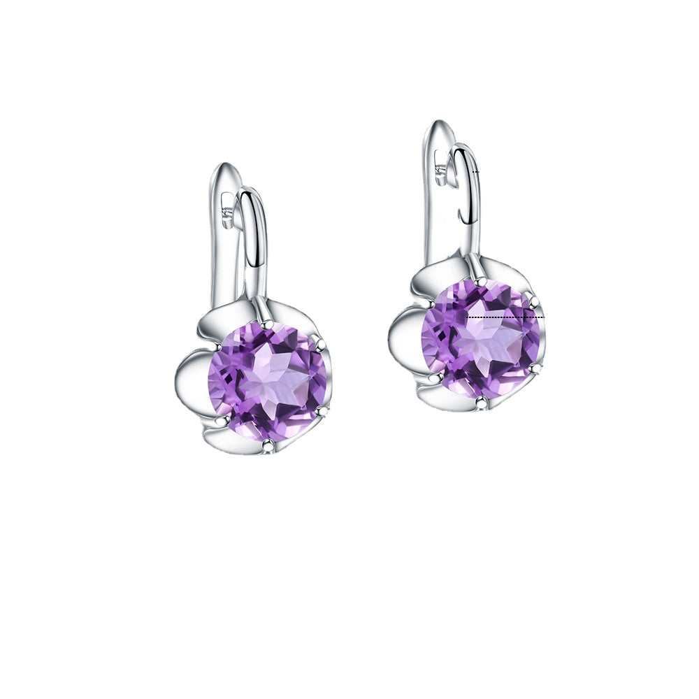 European Creative Flower Silver Drop Earrings for Women