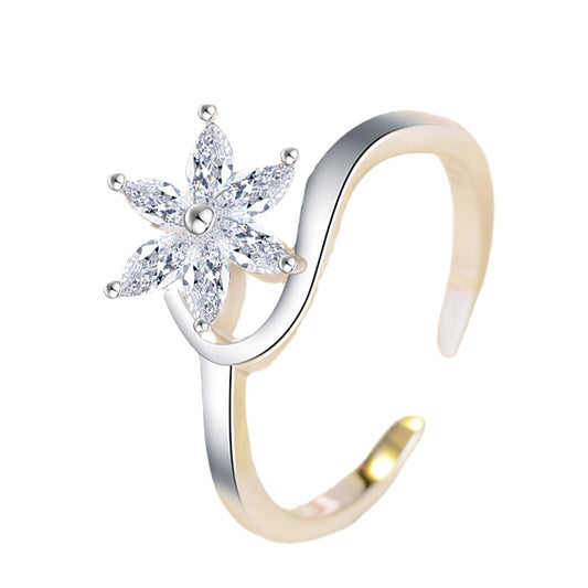 Zircon Flower Silver Ring