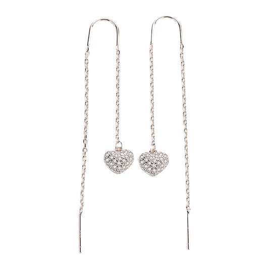 Zircon Heart Ear Line Silver Drop Earrings for Women