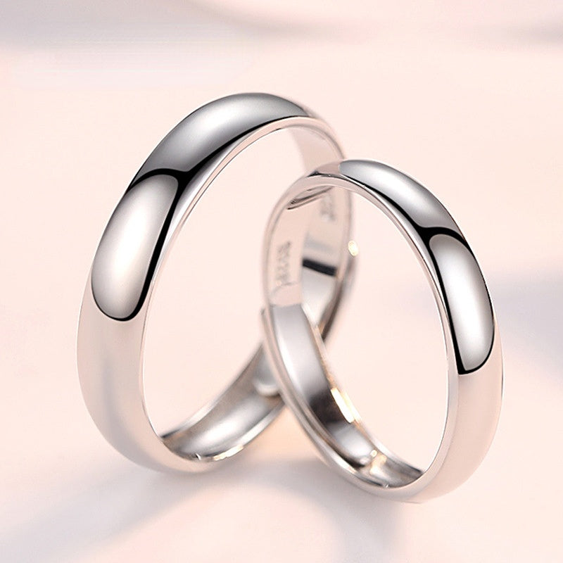 Amazon.com: Meissa Sterling Silver Couple Bands for Men and Women Simple  Classic Engagement Promise Wedding Ring I Love You Heart Engraved Ring Size  Adjustable (4.3mm Width) : Handmade Products