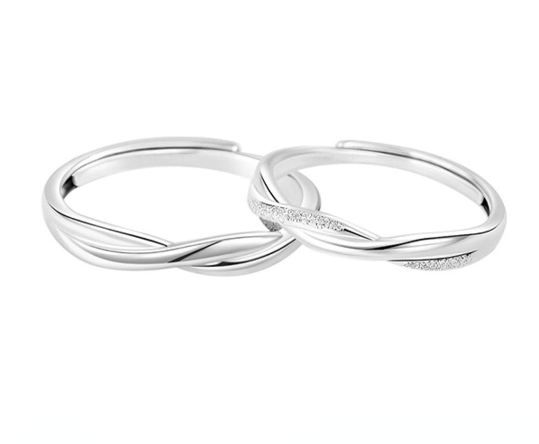 Intertwined Design Silver Couple Ring for Women