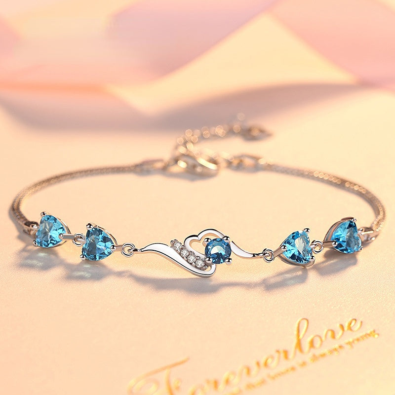 Blue Zircon Silver Bracelet for Women