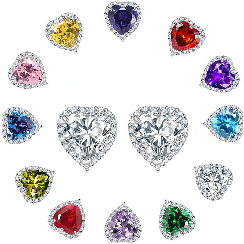 Halo Heart Zircon Stud Earrings