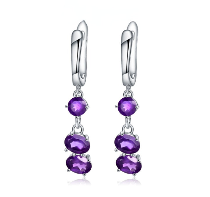 European Natural Colourful Jewelry Beading Sterling Silver Drop Earrings for Women