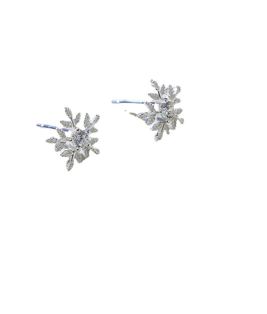 Mini Snowflake Silver Studs Earrings for Women