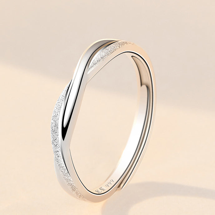 Intertwined Design Silver Couple Ring for Women