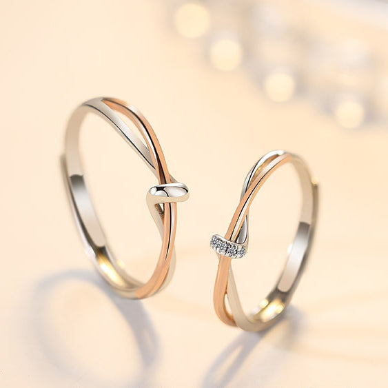 Twin Knot Silver Couple Ring