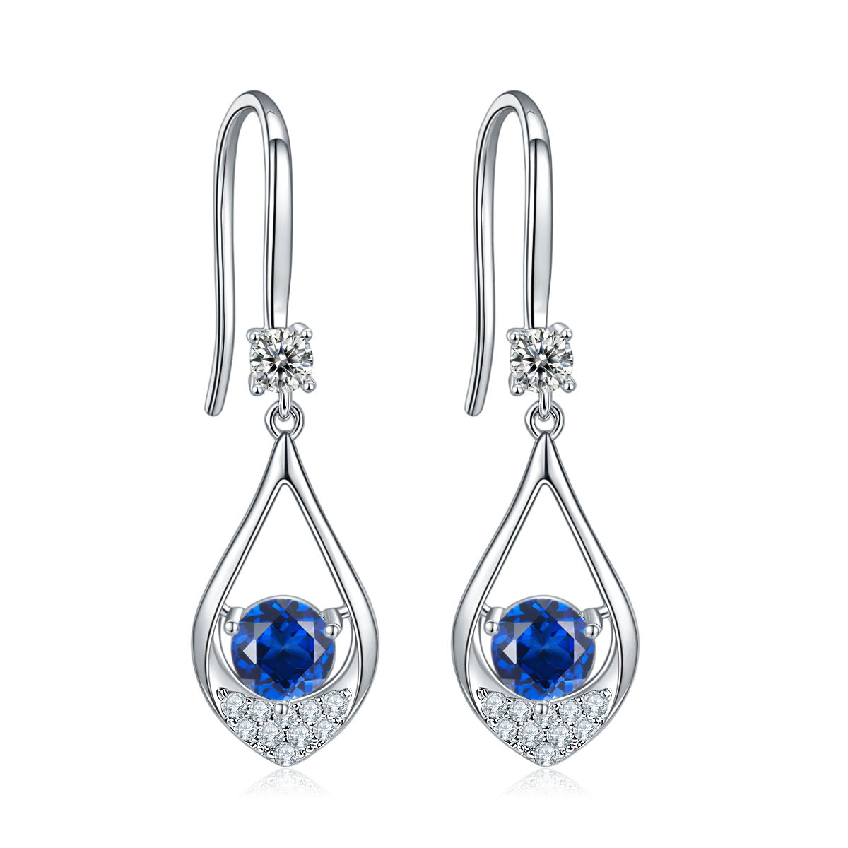 Blue Crystal Teardrop Earrings for Women