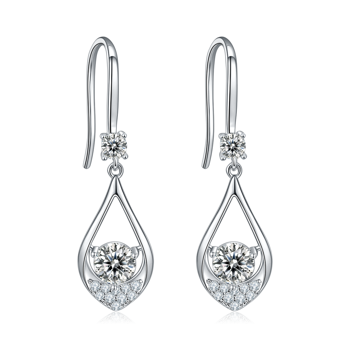 Round Moissanite Teardrop Hook Earrings – Planderful Shop