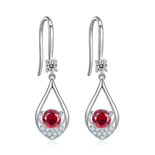 Red Crystal Teardrop Earrings for Women