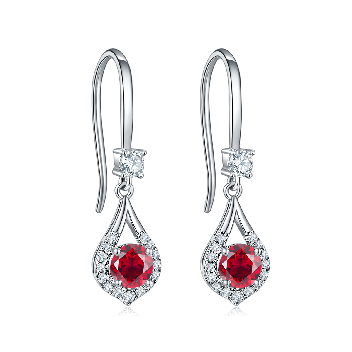 Red Crystal Waterdrop Earrings for Women
