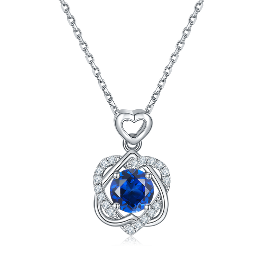 Blue Crystal Stone Solitaire Drop Infatuation Necklace for Women