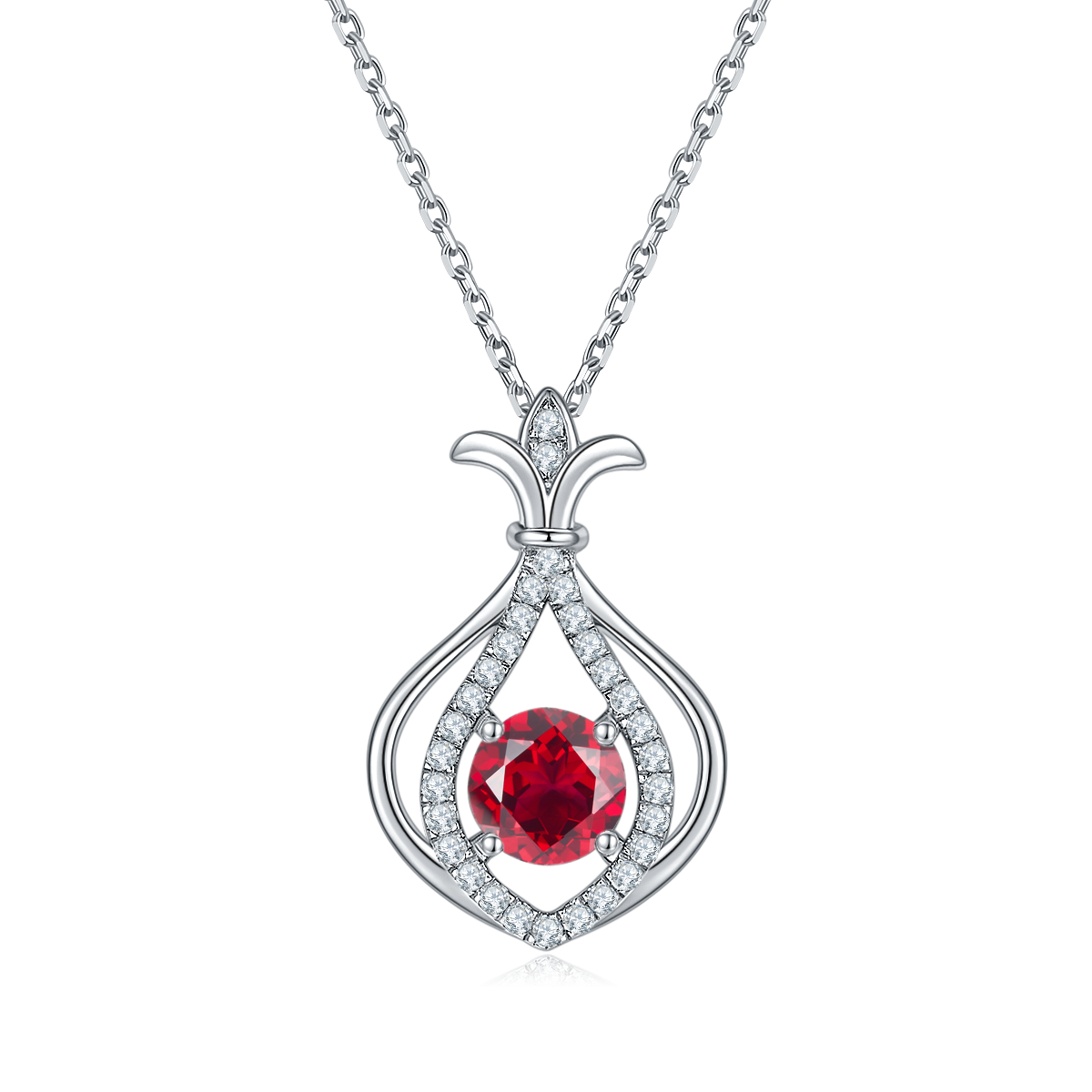 Red Crystal Stone Solitaire Drop Small Gourd Necklace for Women