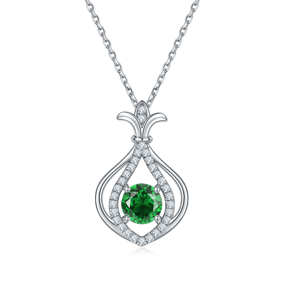 Green Crystal Stone Solitaire Drop Small Gourd Necklace for Women