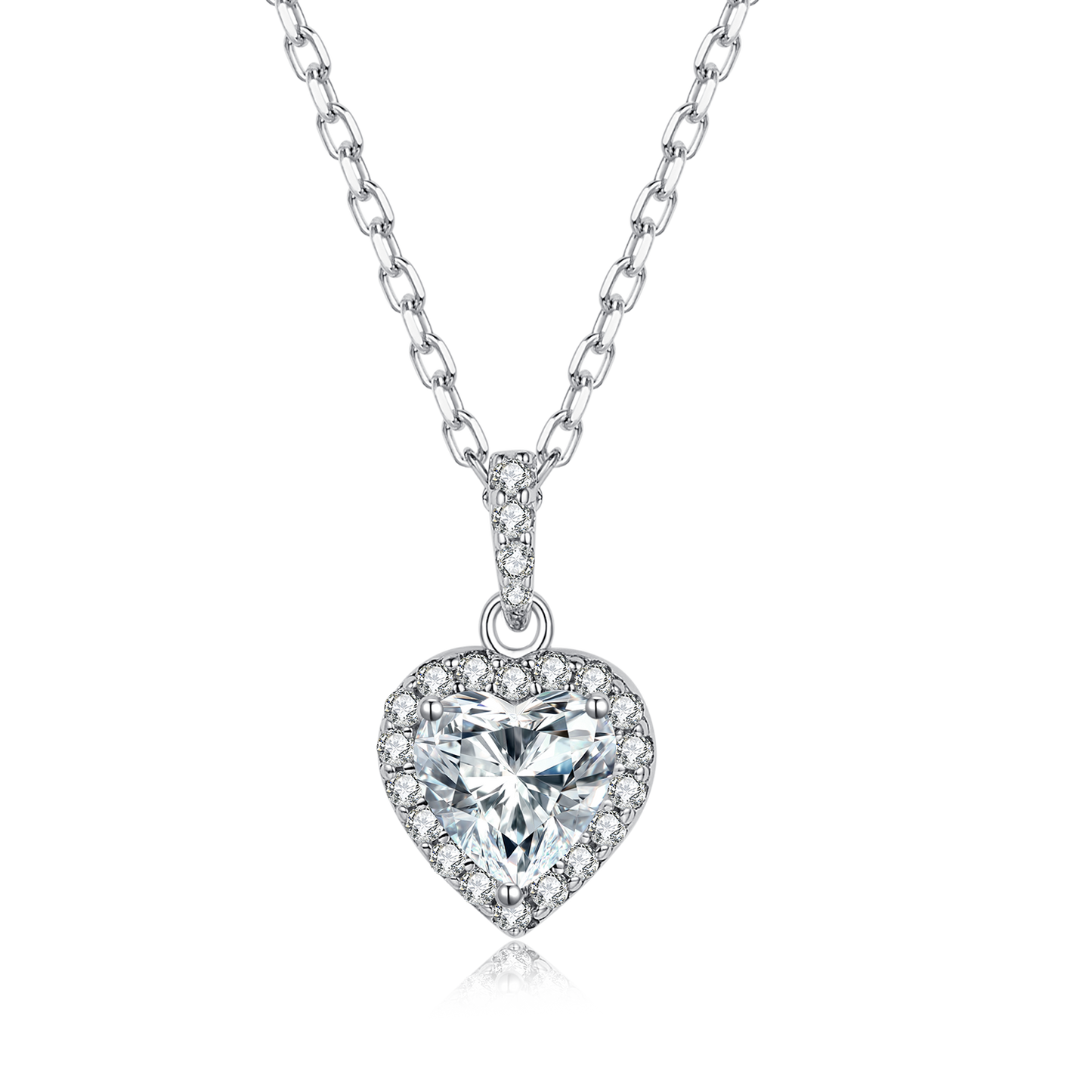 1.0CT Moissanite Heart Shape Soleste Halo Necklace for Women