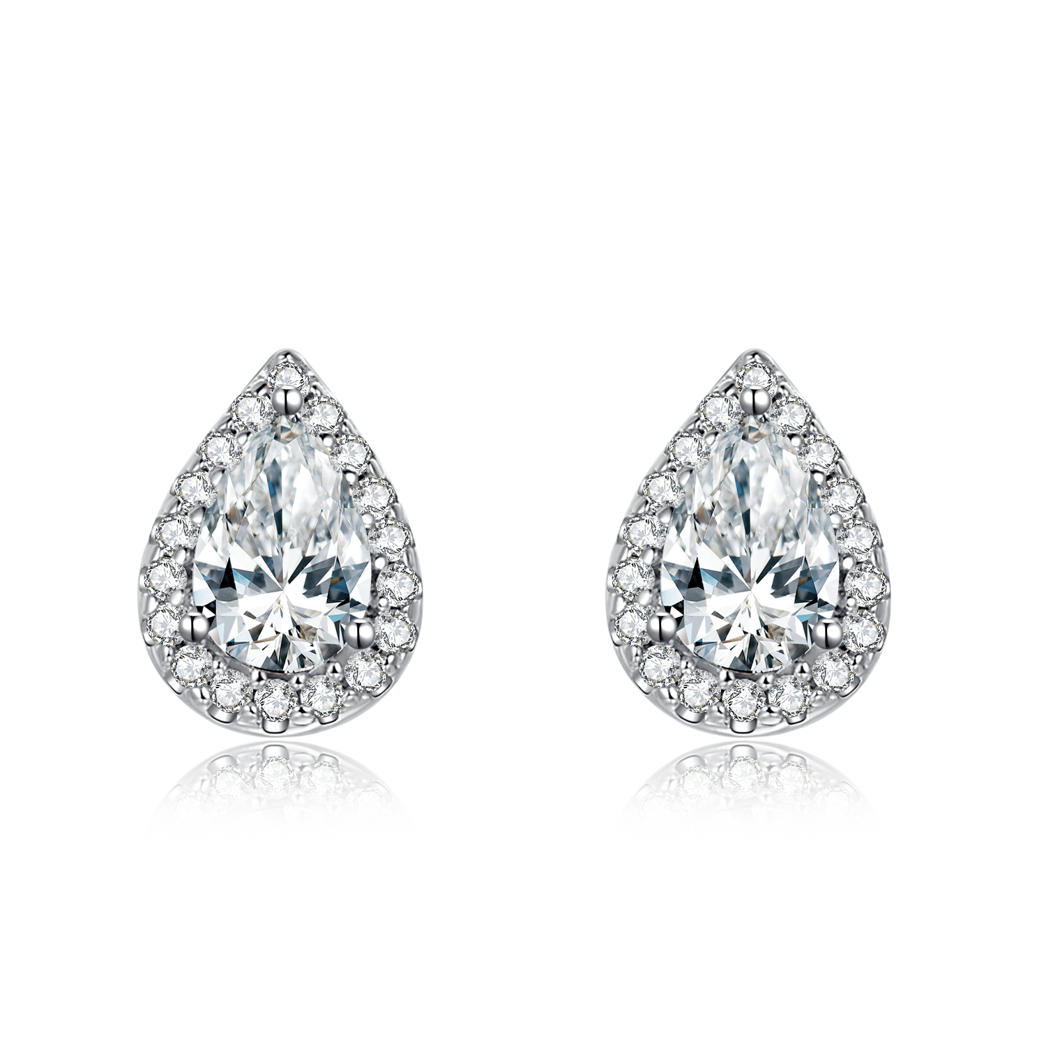 Halo 0.5Carat Pear Shape Moissanite Studs – Planderful Shop