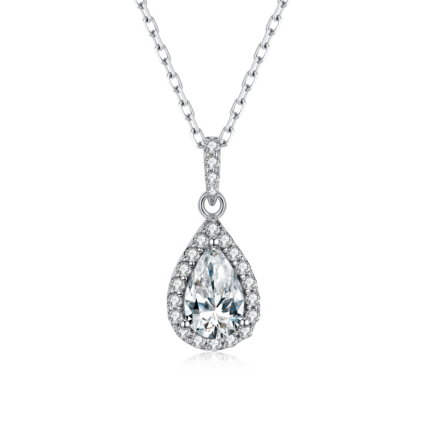 Halo 1.0Carat Pear Shape Moissanite Necklace – Planderful Shop