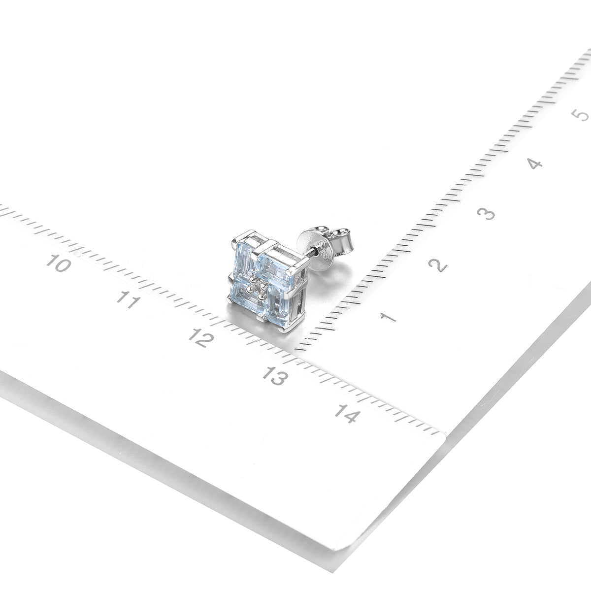 Aquamarine Stone Square Studs for Women