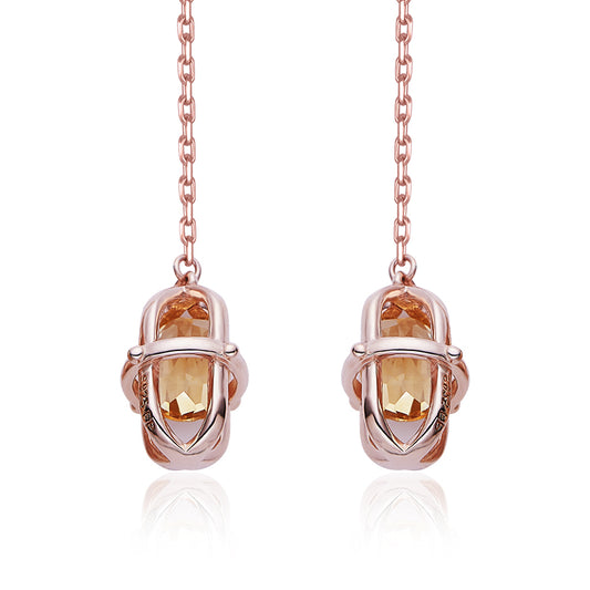 Yellow Crystal (Rose Gold Colour) Earrings for Women