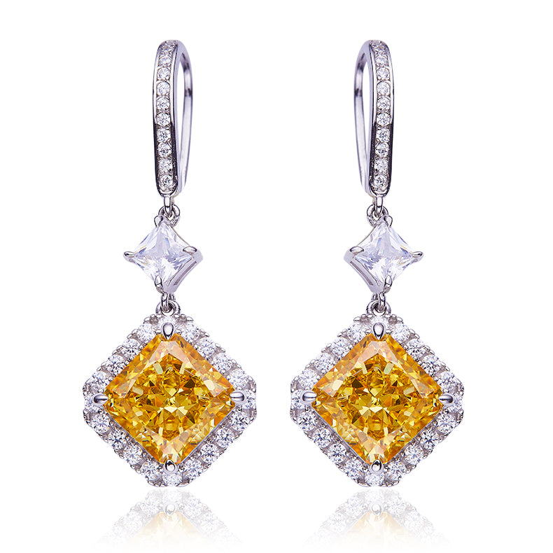 Yellow Zircon(4 CT) Stone Solitaire Drop Earrings for Women