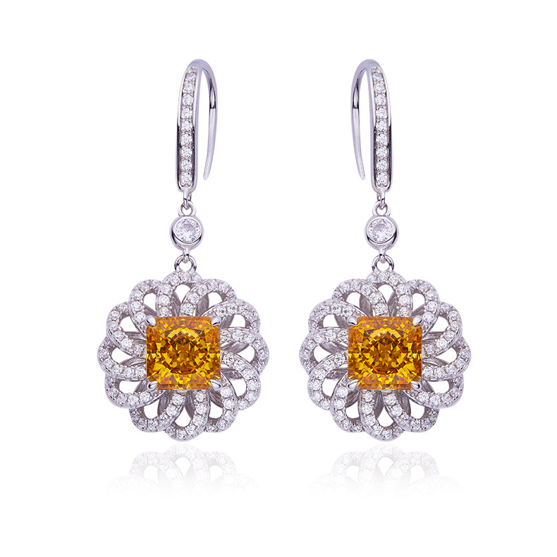 Yellow Zircon(2 CT) Stone Solitaire Drop Earrings for Women