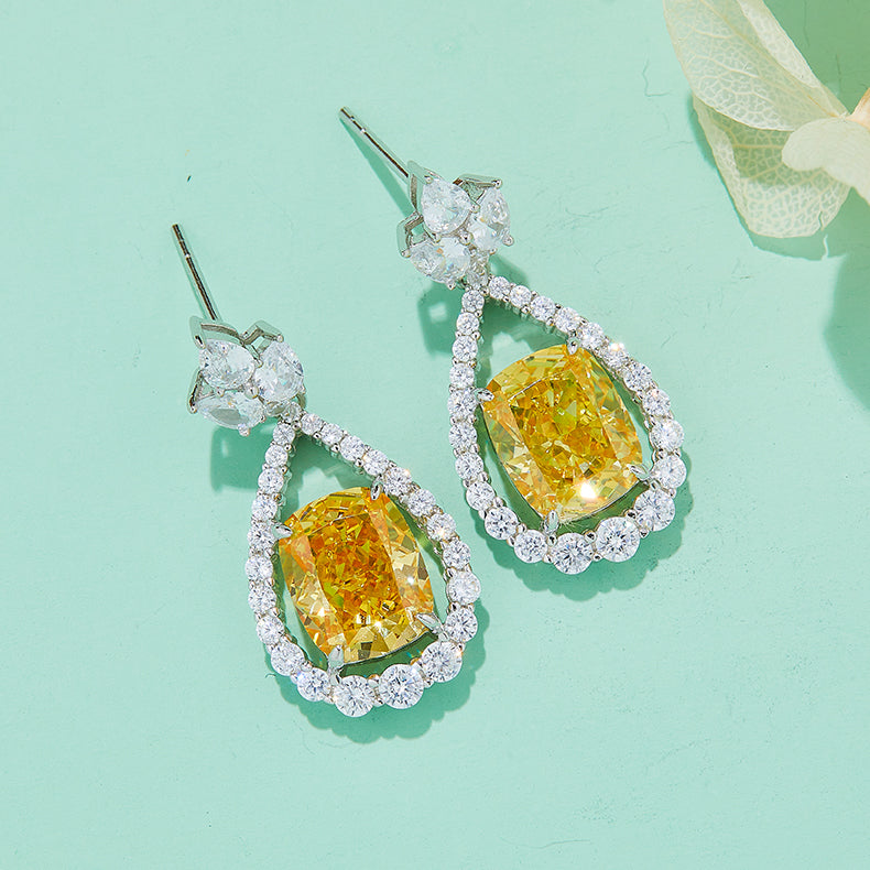 Water Drop Earrings Yellow Zircon Diamond hotsell Stone